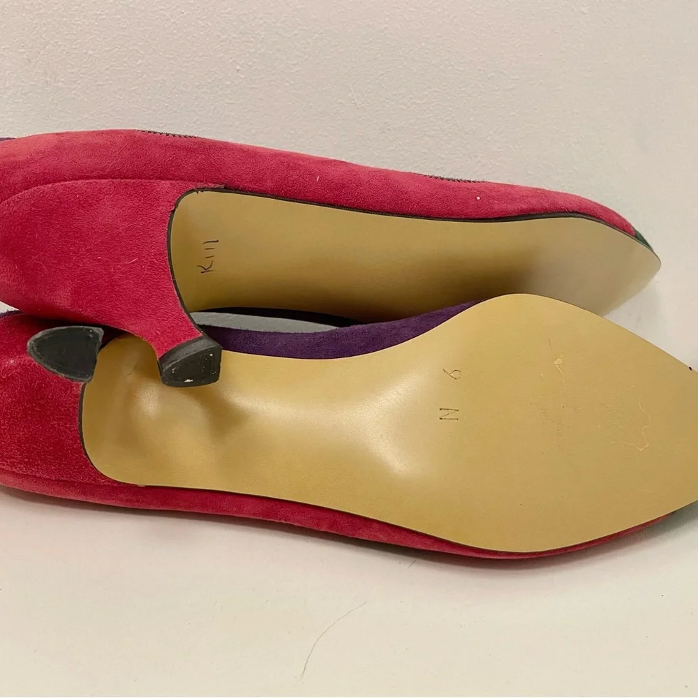 Vintage Multicolor Suede Pointed Toe Women’s Flats - Picture 9 of 9